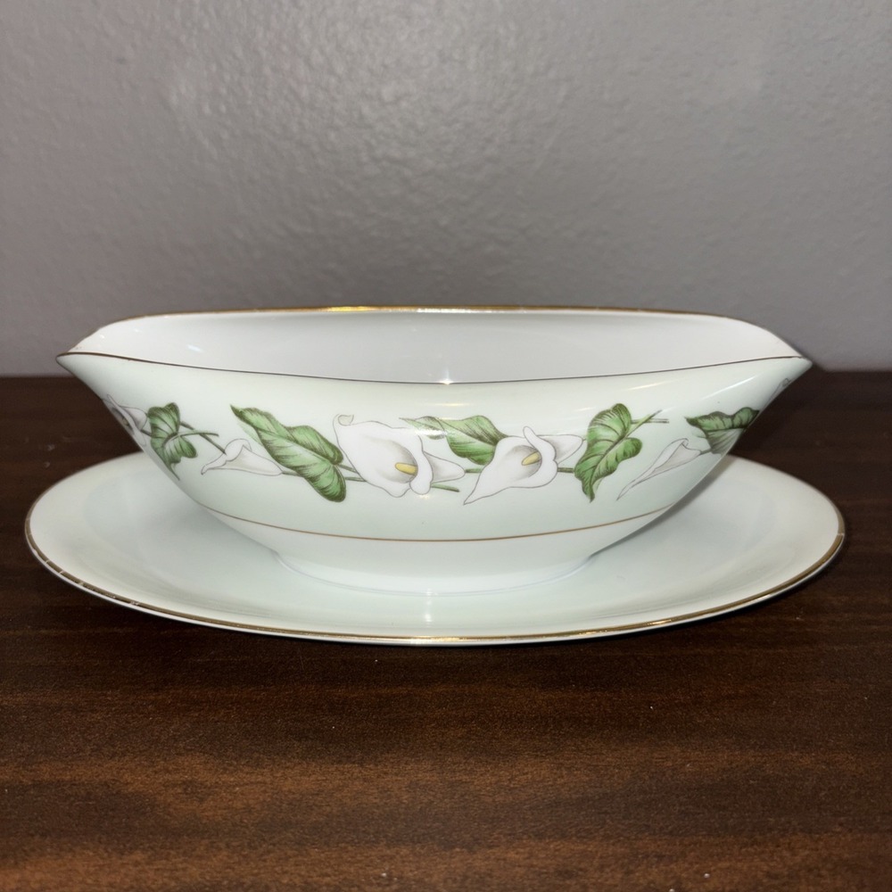 Noritake China - ADRIENNE  #5143 Gravy Boat w/ Attached Underplate.